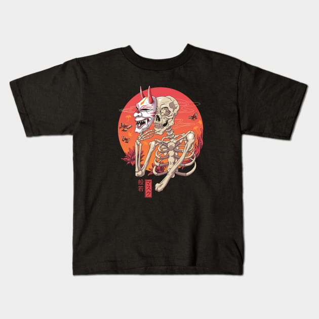 Hannya Yokai Mask Kids T-Shirt by Vincent Trinidad Art